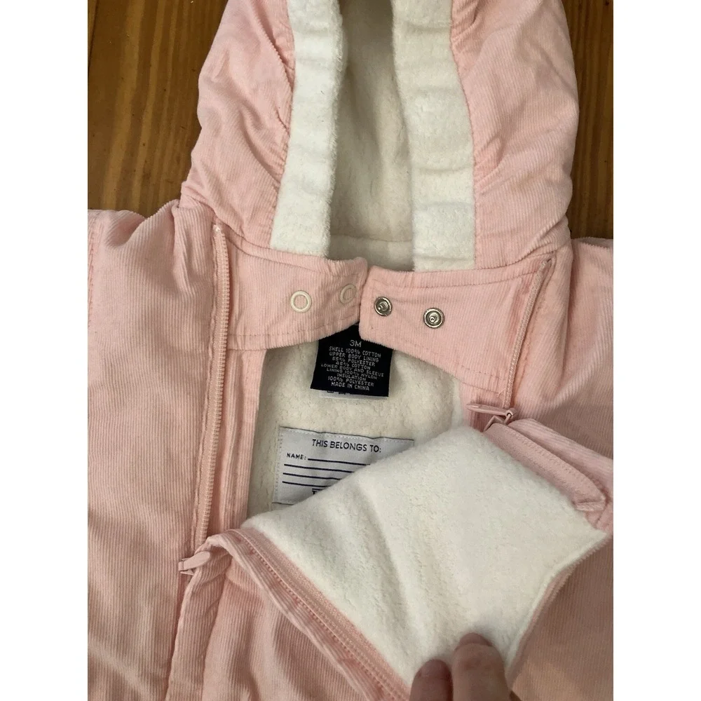 Lands' End Baby Infant 3 Month Pink‎ corduroy Snow Suit Bunting Suit Girl